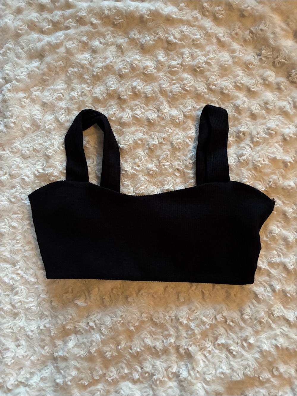 Forever 21 Black Ribbed Square-Neck Crop Top